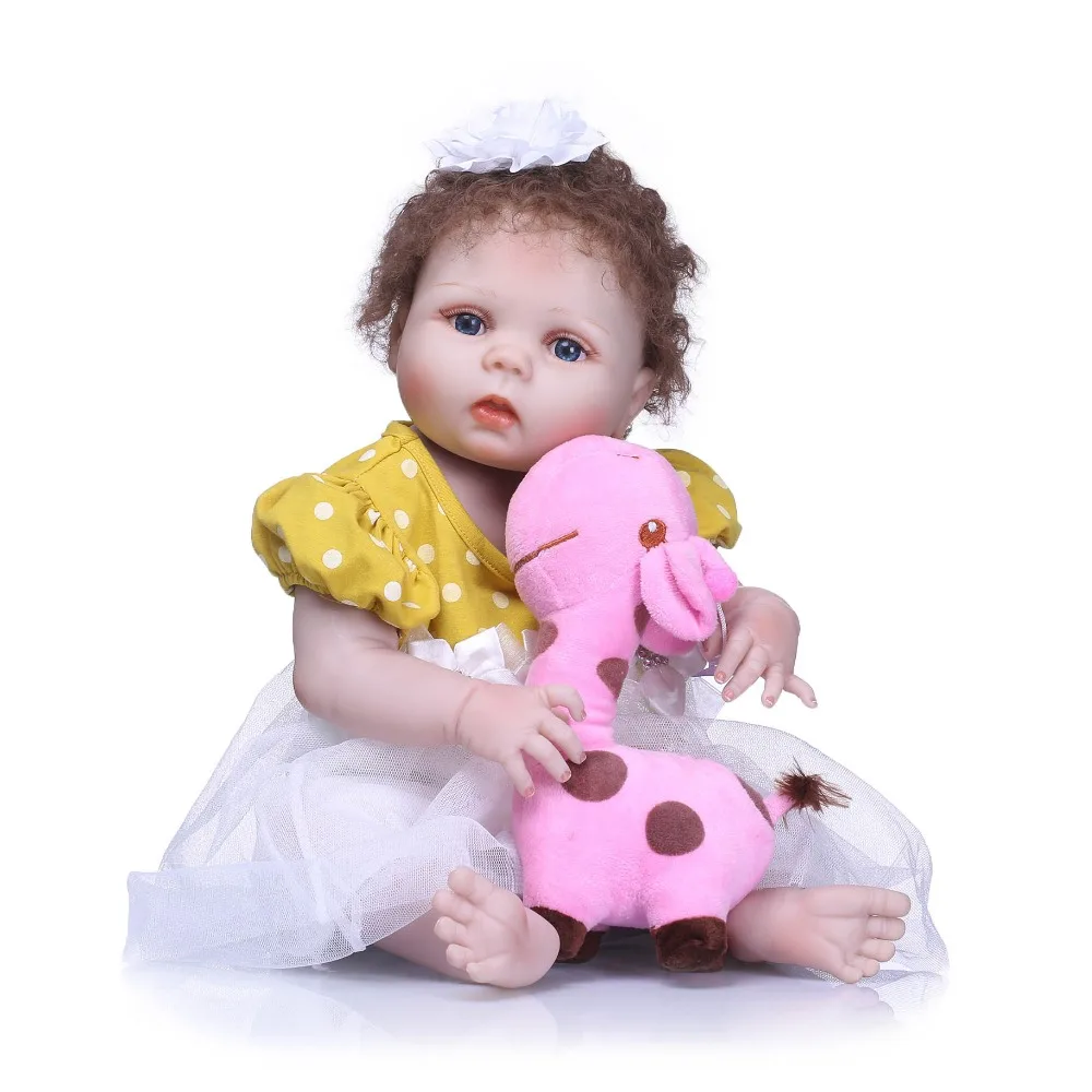 

NPKCOLLECTION Lovely NewBorn Baby Girl Doll Toy 22'' Realistic Reborn Dolls Silicone Vinyl Full Body Alive bebe Boneca Reborns