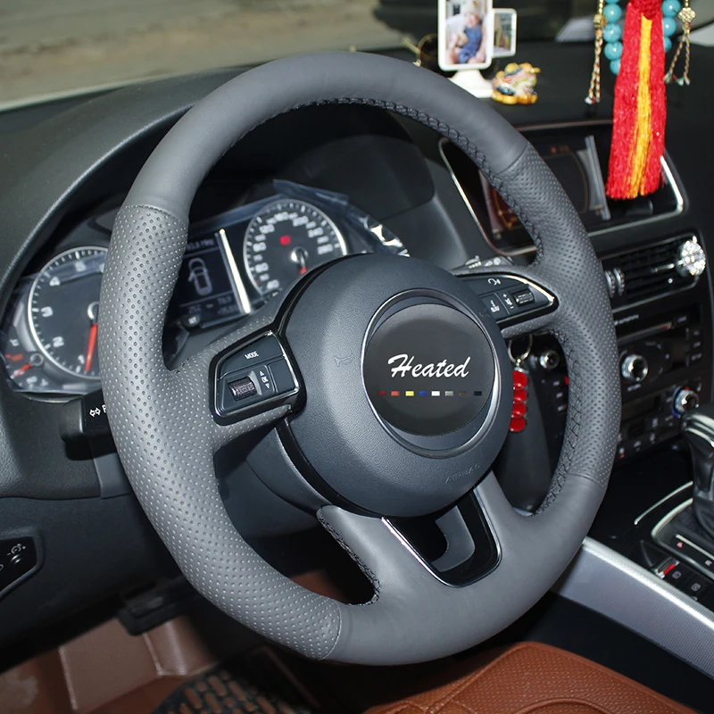 Теплый руль Крышка для 2013 Audi Q3 Q5 дышащая микрофибра Кожаная оплетка на руль автомобиля укладки