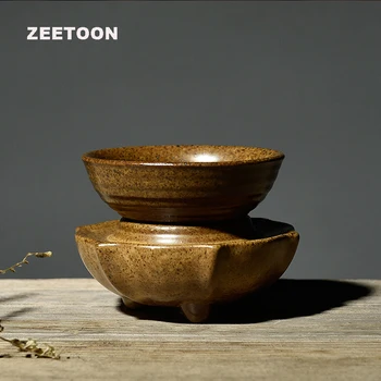 

Zen Japanese Style Vintage Glaze Coarse Pottery Tea Strainers Puer Tea Filter Kung Fu Tea Set Accessories Creative Home Decor