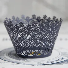 Кружевные бумажные формы для выпечки для свадебной вечеринки, одноразовые темно-синие Маффин, торт, кекс формы, Обертка Свадебные украшения