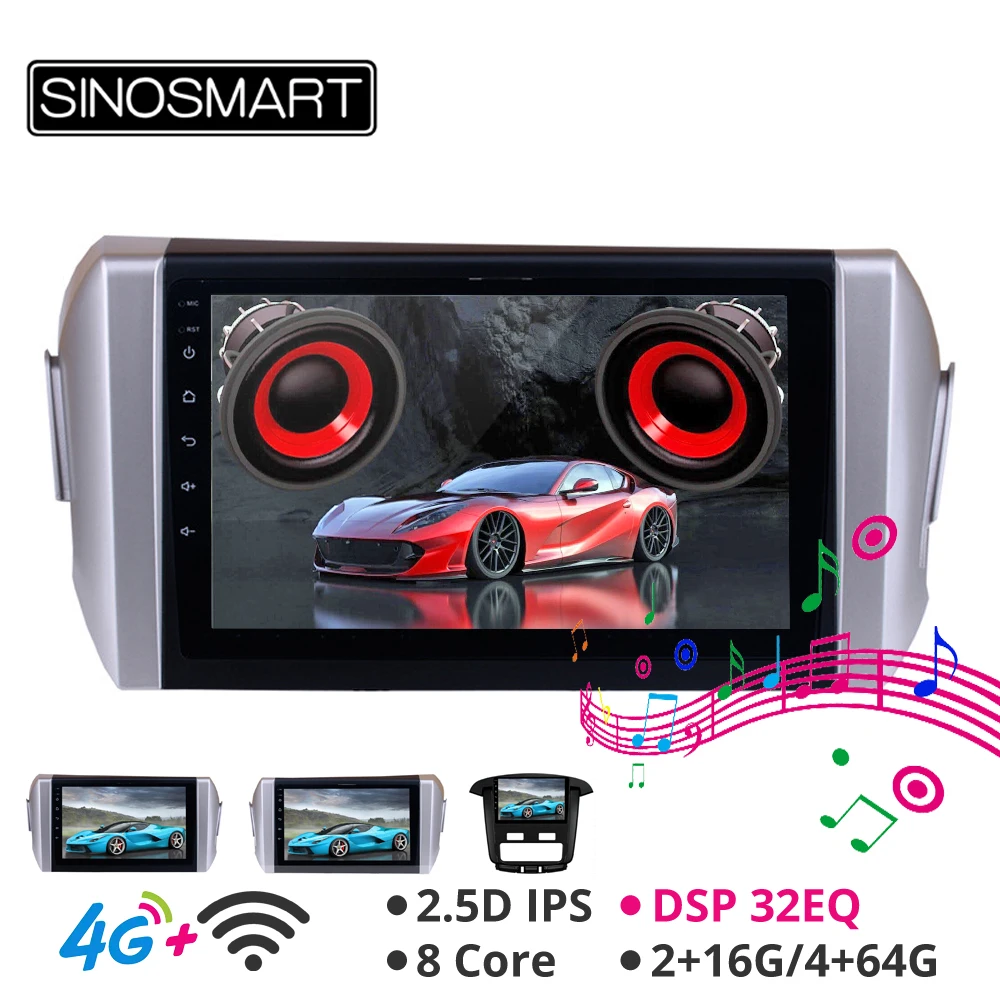 

Sinosmart Android 8.1 Car for Toyota Innvoa 2007-2019 GPS Navigation Radio 2din 2.5D IPS/QLED Screen