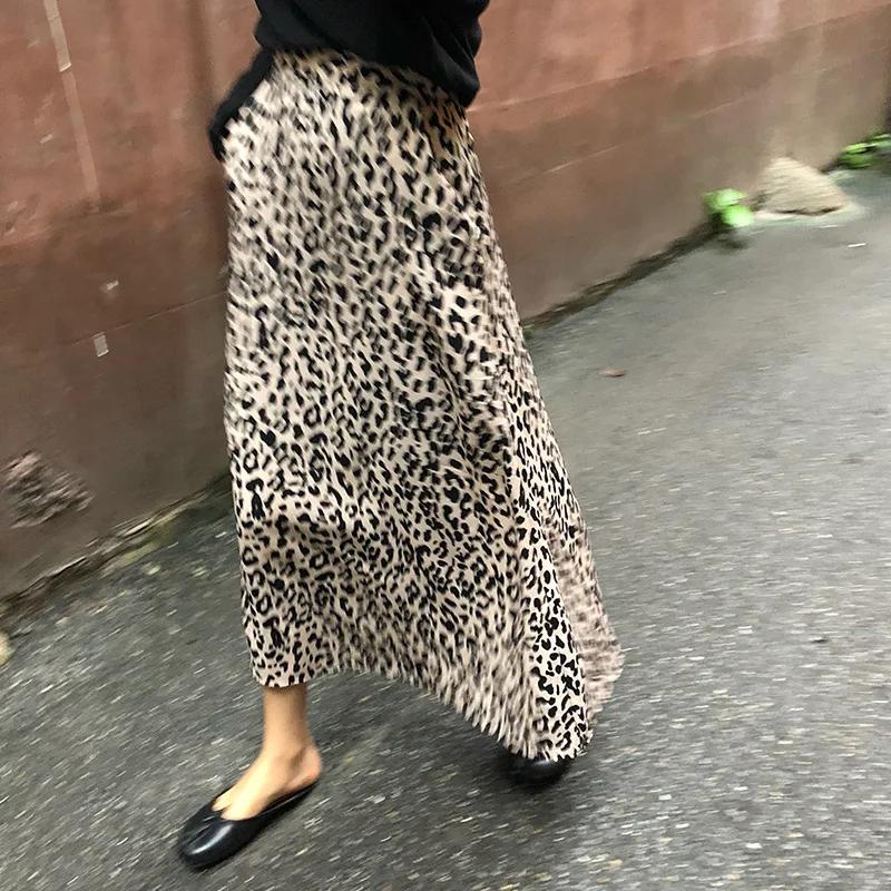 

Vintage Leopard Print Skirt Fashion Chic High Waist Buttocks Slim Hip Women Skirts 2018 Autumn Tide