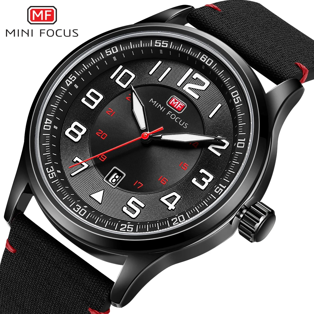 

New MINIFOCUS Sport Quartz Watch Waterproof Mens Watches Top Brand Luxury Genuine Leather Date Week Clock relogio masculino