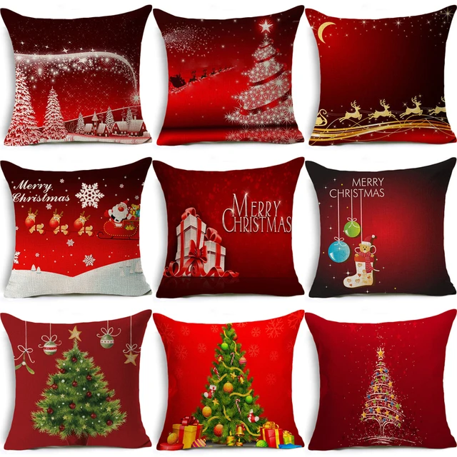 Homing Linen Cotton Cute Deer Letter Merry Christmas Cushion Cover Homing Linen Cotton Cute Deer Letter Merry Christmas Cushion Cover Modern Throw Pillow Cozy