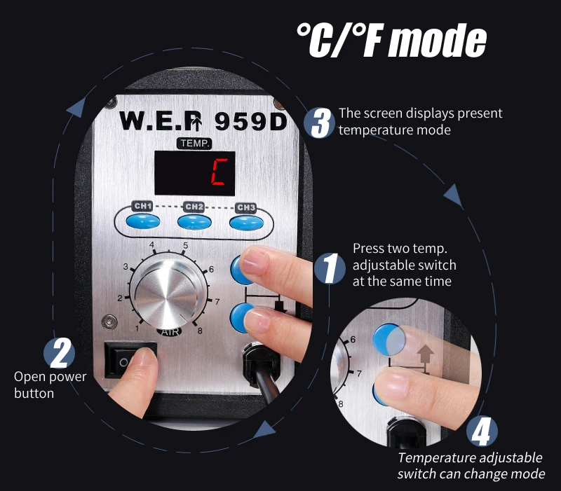 WEP 858D паяльная станция горячего воздуха обновленная 959D SMT паяльная машина SMD паяльная станция быстрый нагрев горячий пистолет сварочная станция