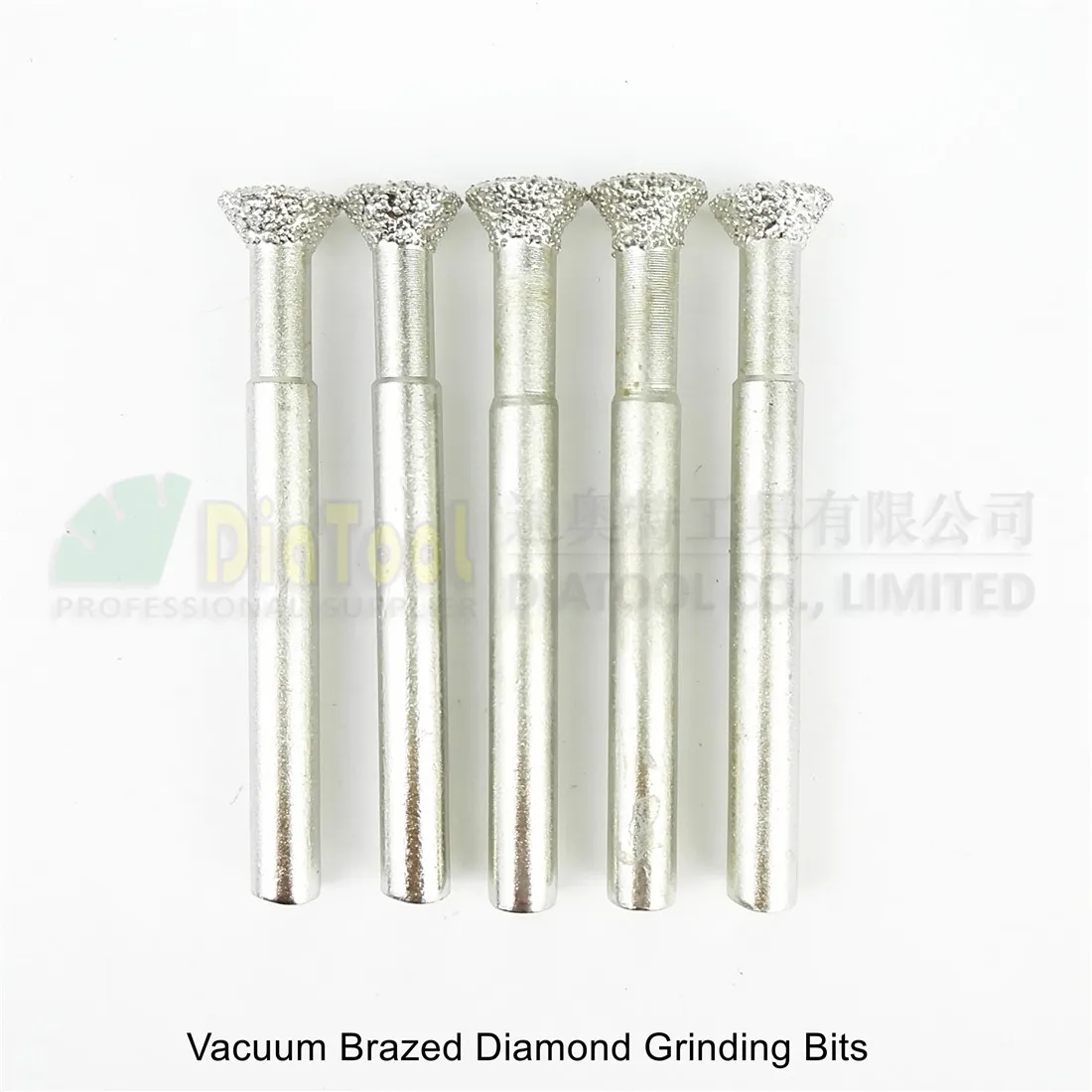 Shank 6mm 5pcs Vacuum brazed diamond grinding heads #7 bits burs