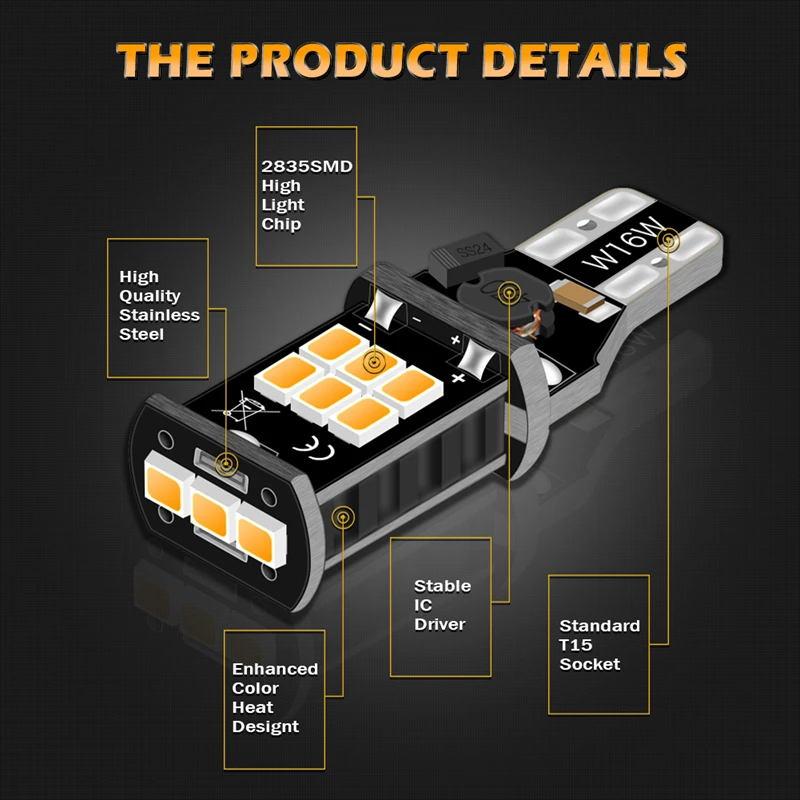 Katur 2 шт. Canbus T16 T15 Led лампа без полярности, светильник для парковки, резервные фонари заднего хода, лампы для авто, без ошибок, светильник ing Orange 921 912