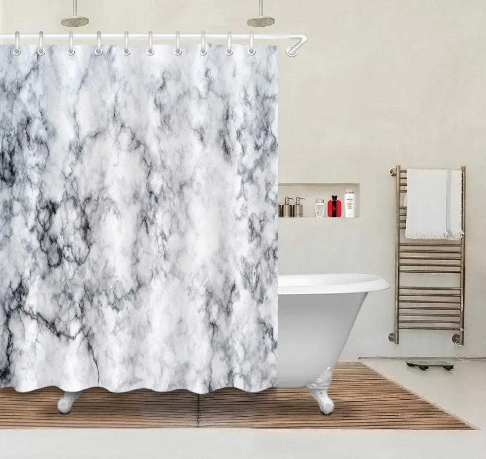 72'' Vintage Marble Texture Style Bathroom Fabric Shower Curtain Liner