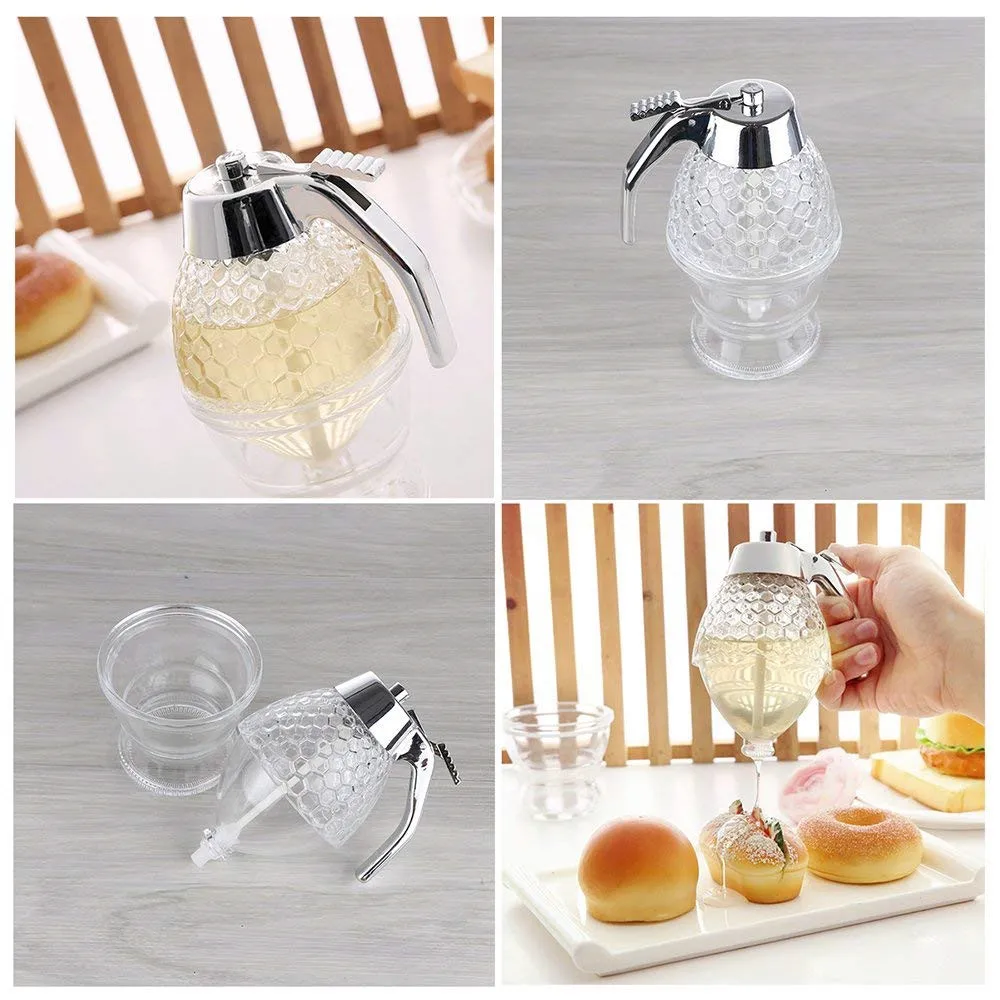 Honey Syrup Dispenser Dripless Glass Pot Vintage Container
