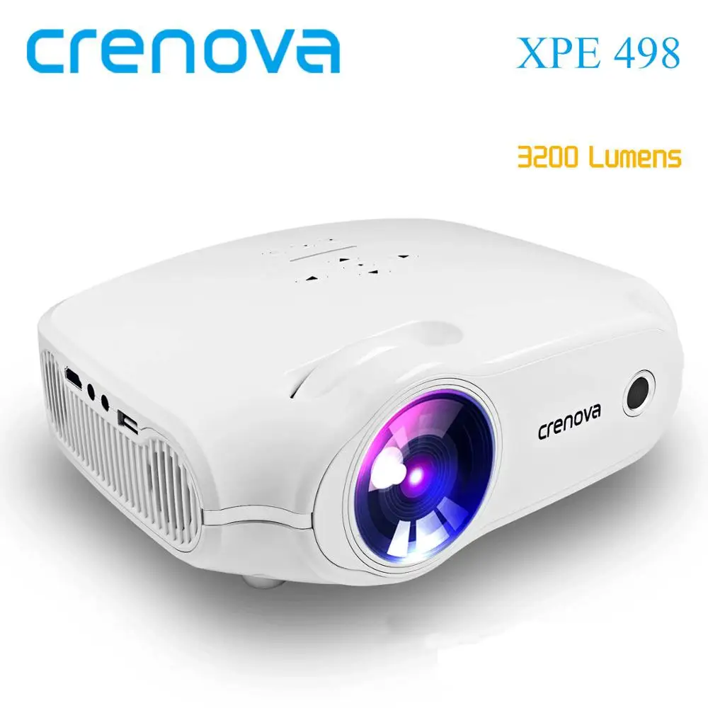 Светодиодный проектор CRENOVA XPE498, ОС Android 7.1.2, 3200 люменов, проектор Android с Wi-Fi Bluetooth, домашний кинотеатр, кинопроектор - Цвет: XPE 498 white