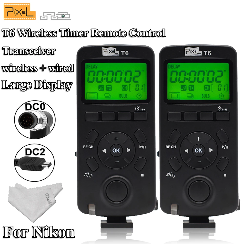 

For Nikon D7100 D7000 D5000 D3200 D3100 D800S D700 Pixel T6 2.4G Wireless Transceiver Timer Shutter Release Remote Control