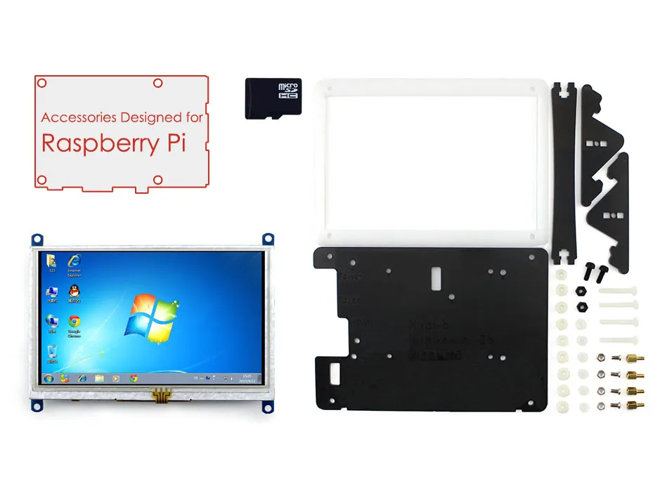 

Raspberry Pi Acc Pack (type E) with 5inch HDMI LCD (B),Bicolor case,16GB Micro SD card Support mini PC & Various Systems