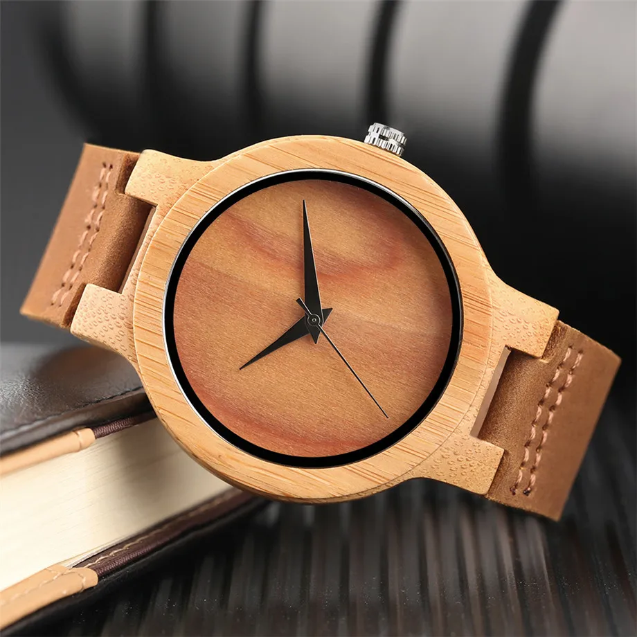 Nature Wood Watches for Men Women Bangle Bamboo Quartz Watch Man's Woman's Wristwatches Genuine Leather Strap Pattern relogio  (23)
