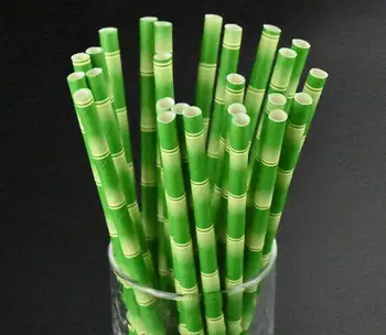 

1000pcs 19.5cm Disposable Bubble Tea Thick Bamboo Drinking Paper Straws For Bar Birthday Wedding Party