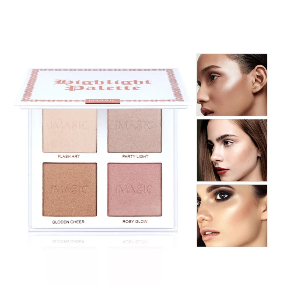 

4 Colors Highlighter Powder Palette Shimmer Face Contouring Highlight Face Bronzer Makeup Highlighter Brighten Skin