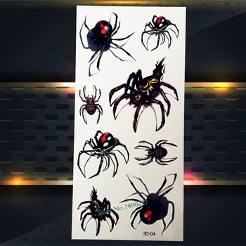 

1PC Cool 3D Spider Designs Fake Flash Removable Tattoo Health NonToxic Pattern P3D04 Spider Man Waterproof Tattoo Children Gifts