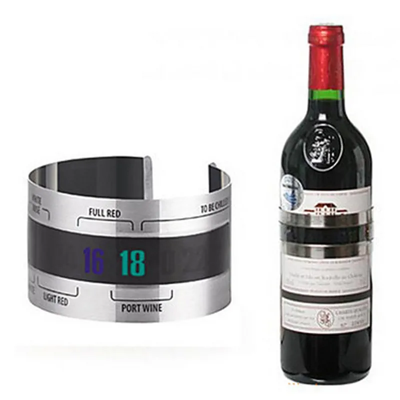 

Stainless Steel Household Wine Bracelet Thermometer (4--24'C) Red Wine Temperature Sensor for Beer Homebrewing Bar Tool PC872579