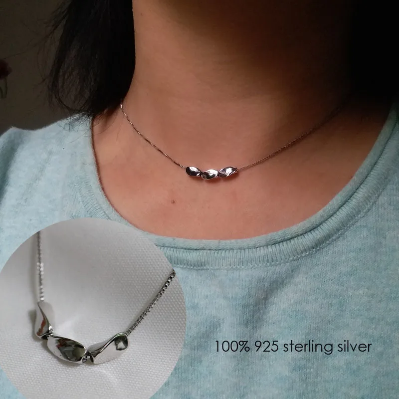 

Fashion geometric beans S925 sterling silver pendant necklace for women Simple Clavicle chain for Valentine's day