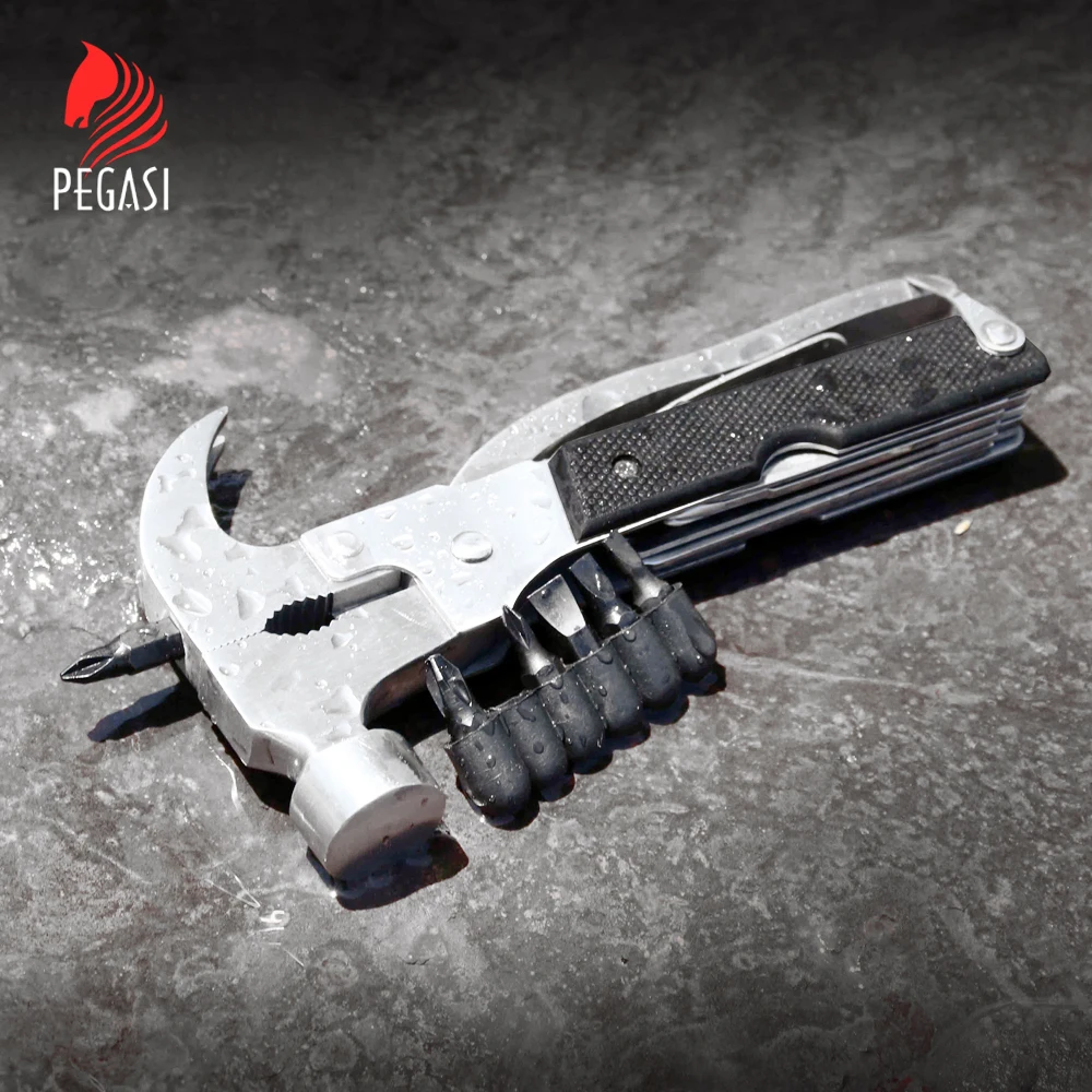 

PEGASI Hammer Multi Tools Kit Knife Saw Claw Folding Fold Portable Opener Outdoor Camping Multifunctional Multitool Screwdriver
