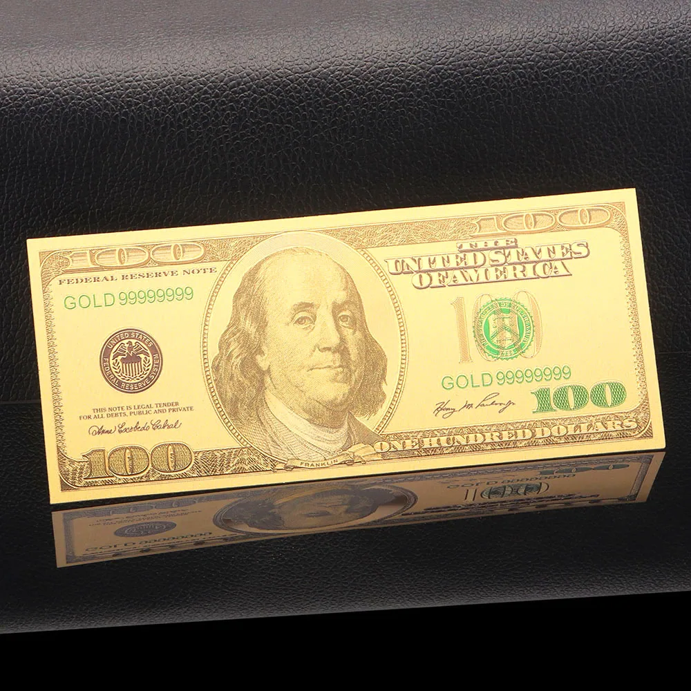 24 К Позолоченные банкноты Копировальная бумага деньги USD 100 доллара счета золото Билл Коллекция украшения USD Money Collection