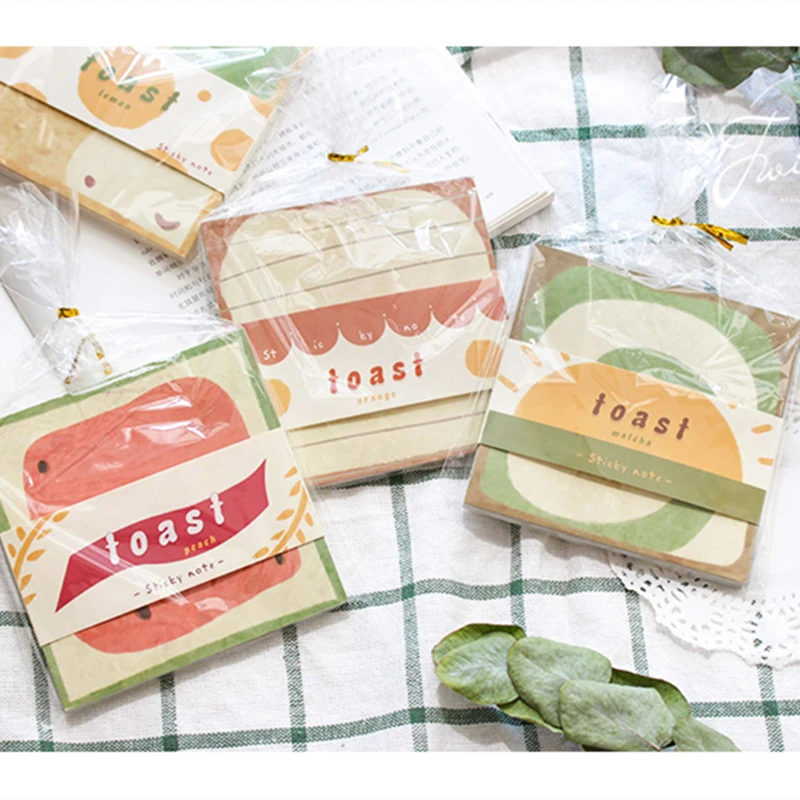 

Retro Bread toast notepad paper message note Memo pad