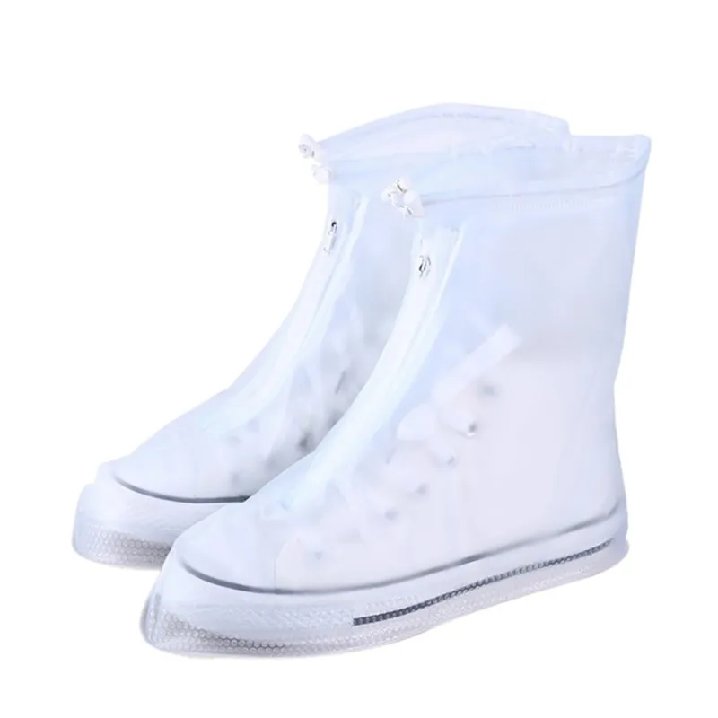 Waterproof Protector Shoes Boot Cover Unisex Zipper Rain Shoe Covers High-Top Anti-Slip Rain Shoes Cases - Colour: L