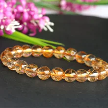 Скидка натуральный подлинный золотой медный иглы Рутиловый Кварц готовой стрейч браслет круглые ювелирные бусины