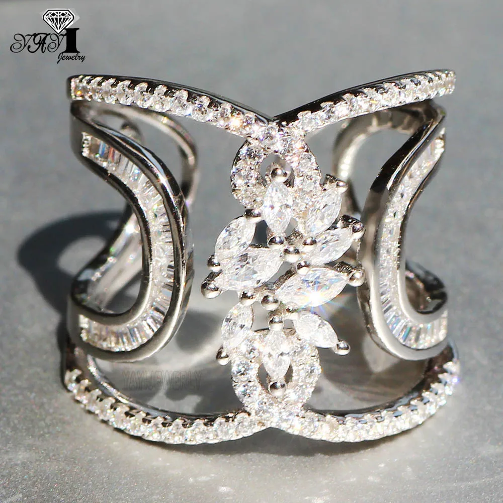 

YaYI Jewelry Princess Cut 5.6CT White Zircon Silver Color Engagement Rings wedding Heart Rings Girls Party Rings Gifts 845