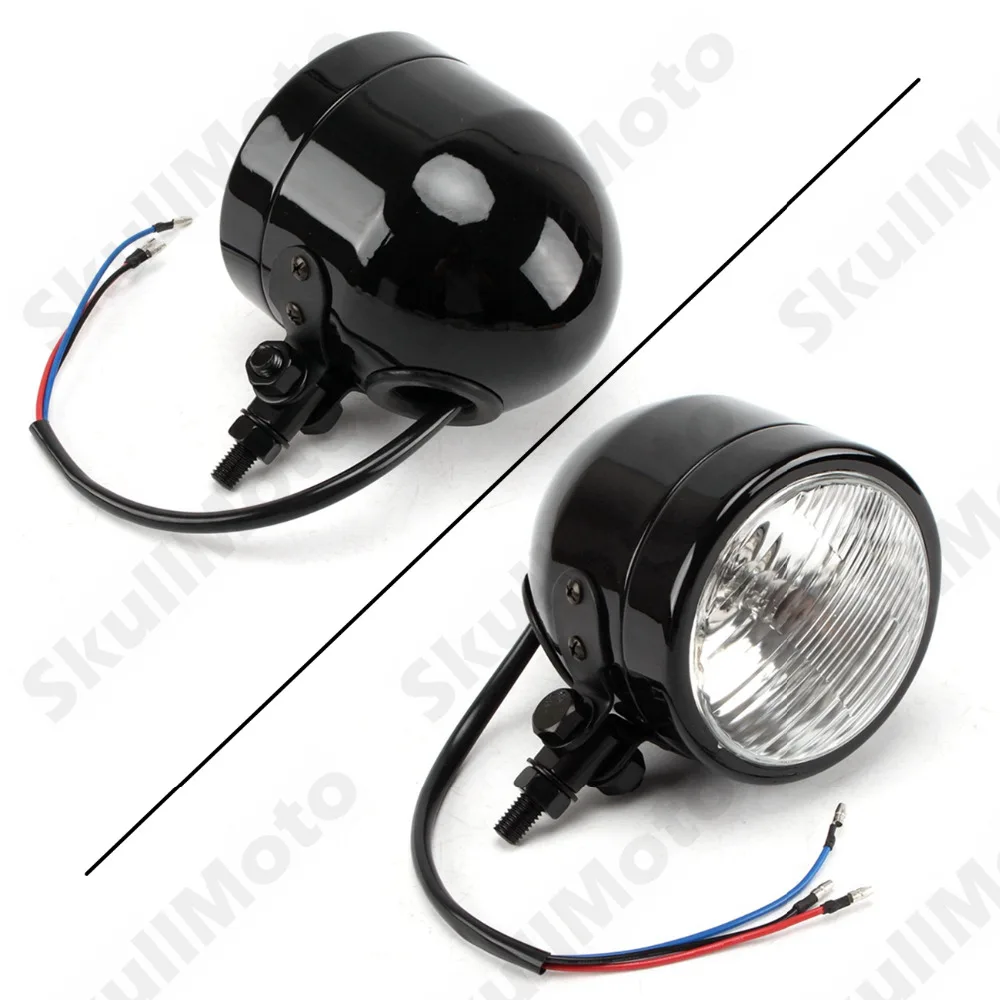 

4 1/4" Black Motorbike Parts Retro Vintage Hi/Lo HeadLight Lamp For Harley Bobber Chopper SX650 Cafe Racer