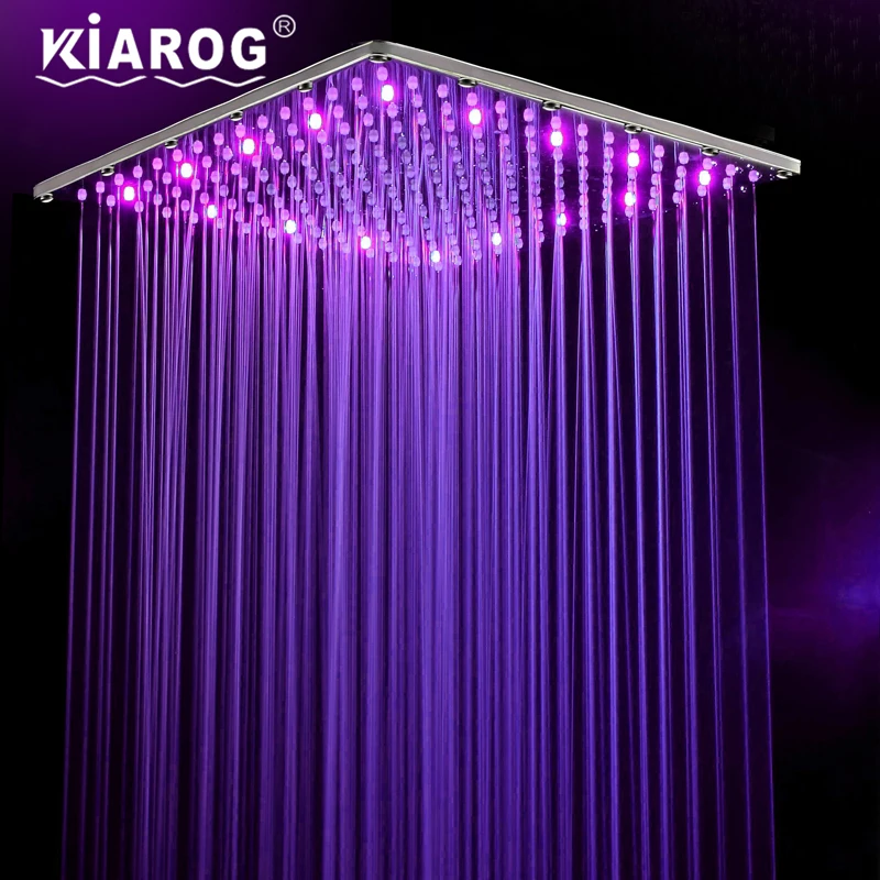 Günstige 16 zoll 40cm * 40cm Wasser Powered Regen Führte Dusche Kopf Ohne Dusche Arm. badezimmer 3 Farben Led Showerhead. Chuveiro Led.