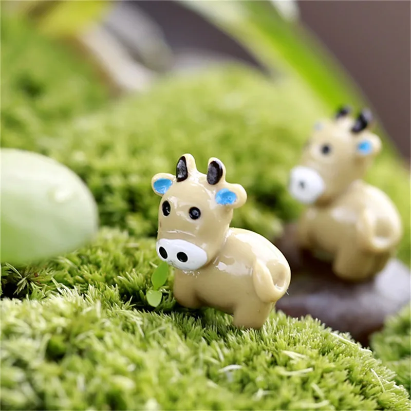 Модель фермы DIY декорации мультфильм мини маленький желтый Ox синтетическая смола