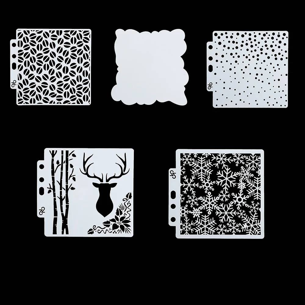 

5pcs/set Christmas Hollow Layering Stencils For Wall Painting Scrapbooking Stamping Stamp Album Decorative Embossing Template