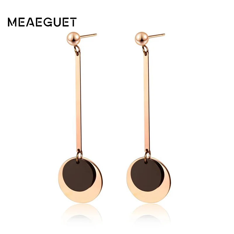 

Meaeguet Cute Double Layer Round Drop Earrings For Women Rose Gold Color Earrings Brinco Accessories Jewelry