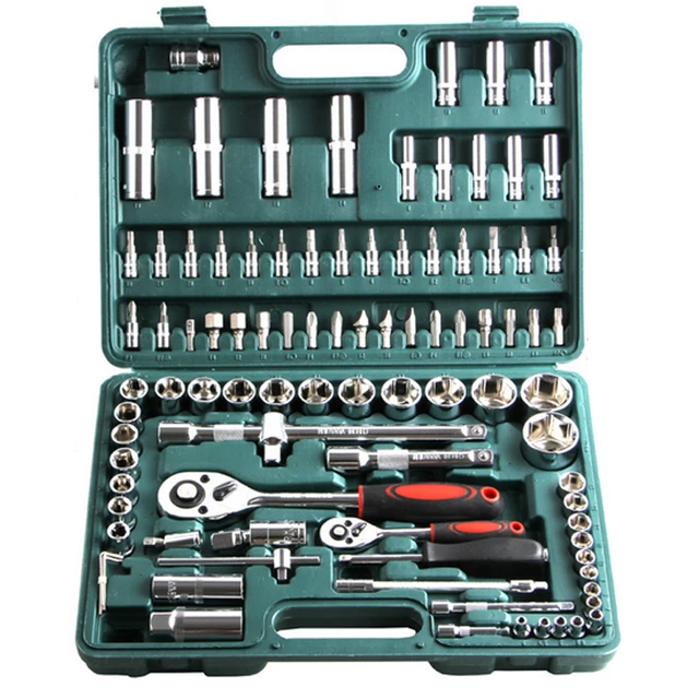 94Pcs/Case Tool Kit Socket Set Ratchet Wrench Screwdriver Bits Multi