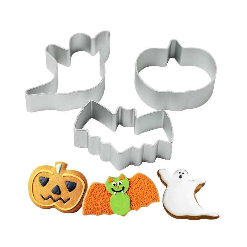 

3pcs/set Halloween series pumpkin ghost bat Shape Metal Cookies Cutter Aluminum alloy Material Tools