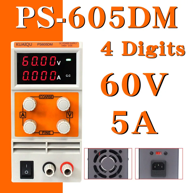 

KUAIQU mini DC Power Supply 110V/220V Switching laboratory Digital Variable Adjustable DC power supply 0-60V 0-5A 120V 0-3A