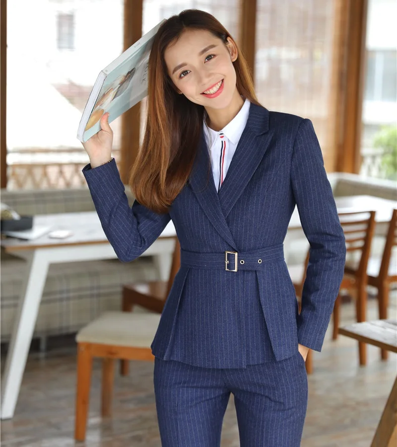 Women’s Casual One Button Blazer Jacket Slim Fit Lady Office Womens Blazers for Work Vertical Stripes.