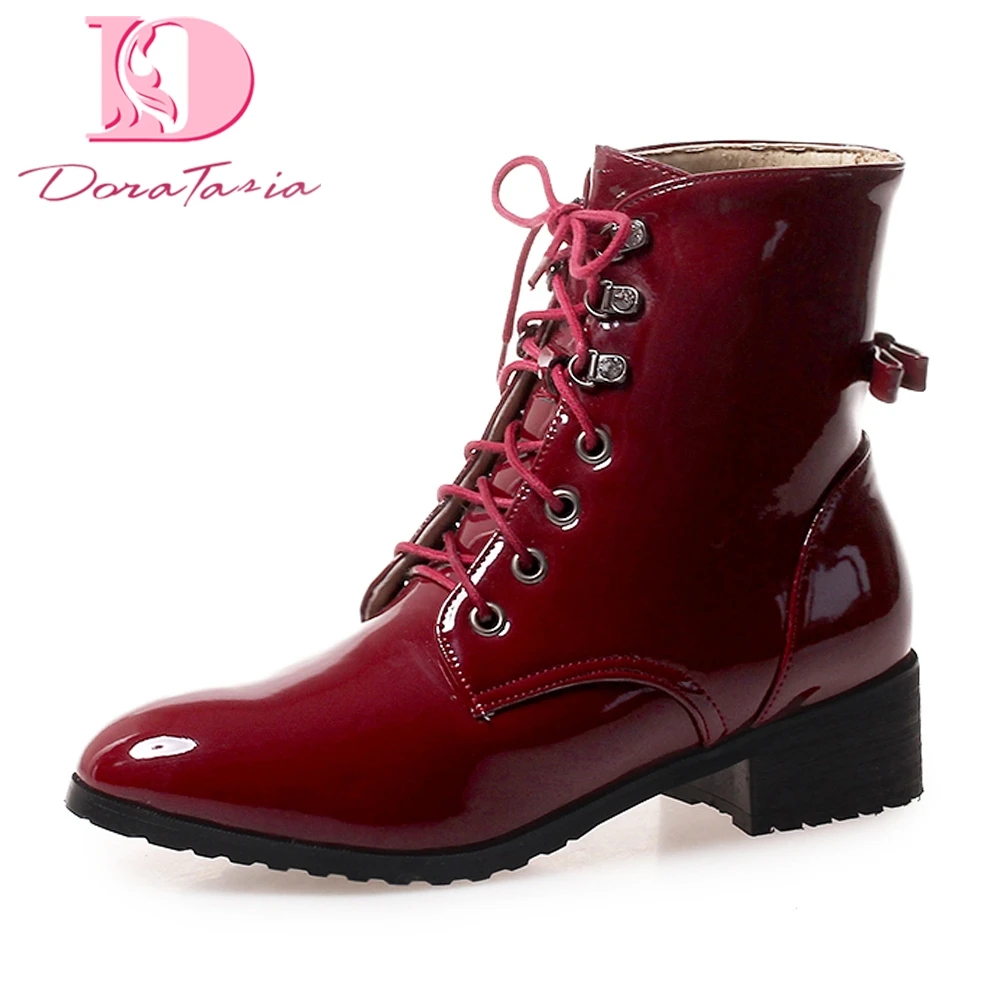 

DoraTasia Brand New Fashion Plus Size 32-43 women martin Boots Woman Shoes Lace Up Winter Ankle Boots Shoes Woman