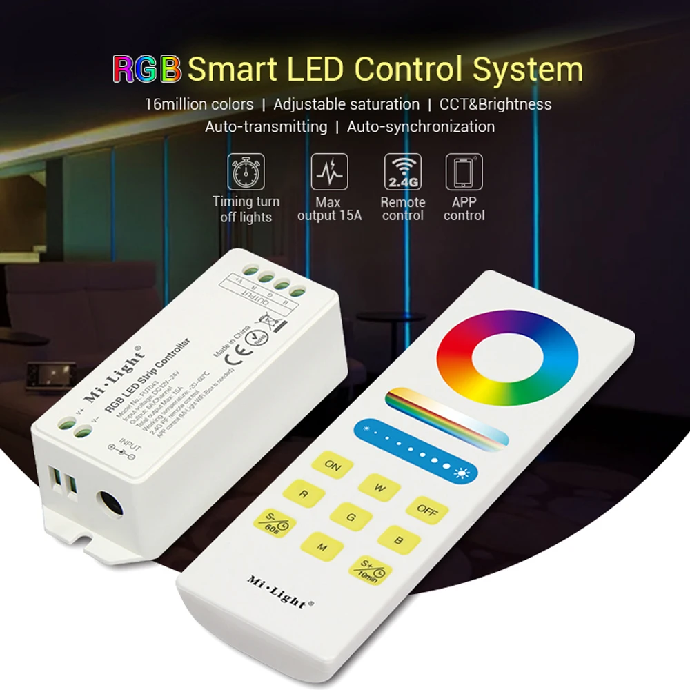 Ми свет светодиодный Дистанционное управление Системы 2.4 г РФ RGBW RGB CCT Smart 15A светодиодный Управление Лер диммер для 5050 3528 smd светодиодный полосы света