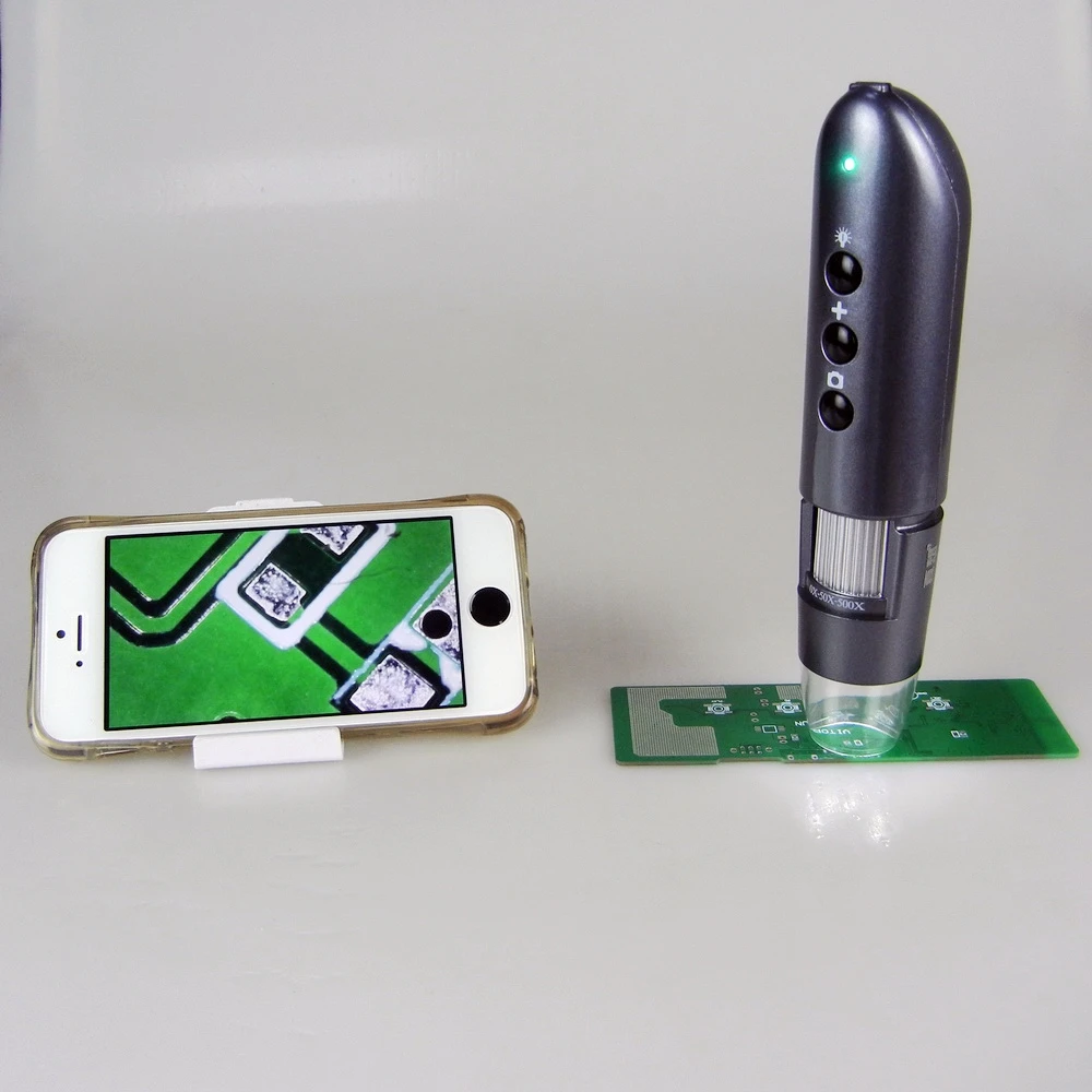 와이파이 휴대 전화 현미경, 200X 500X 800X 1000X 디지털 USB IOS 안드로이드 사진 비디오 HD 와이파이 돋보기 카메라 Al-합금 스텐트