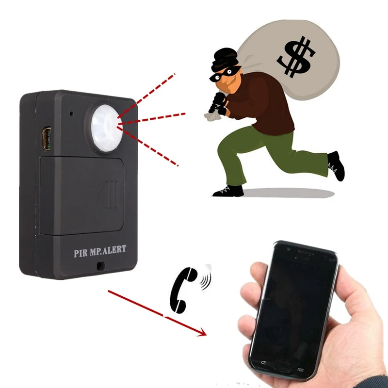 Portable Mini GSM Alarm A9 PIR MP.ALERT PIR Sensor Motion Detector Anti