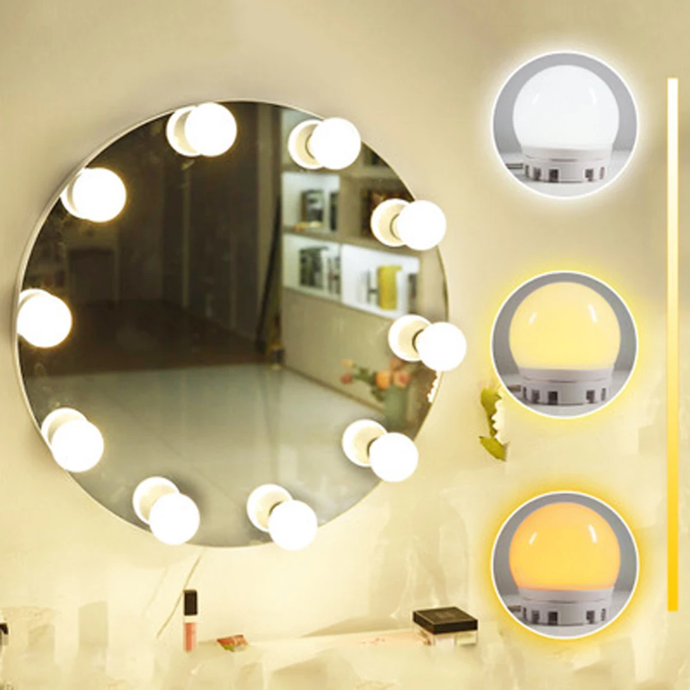 зеркало для макияжа с подсветкой Led тщеславие 360 градусов вращение Голливудский
