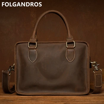 

2019 Men's Brand Vintage Handbag Designer Handmade Cowhide Shoulder Bag Male Business Document Computer Crossbody Messenger Bag