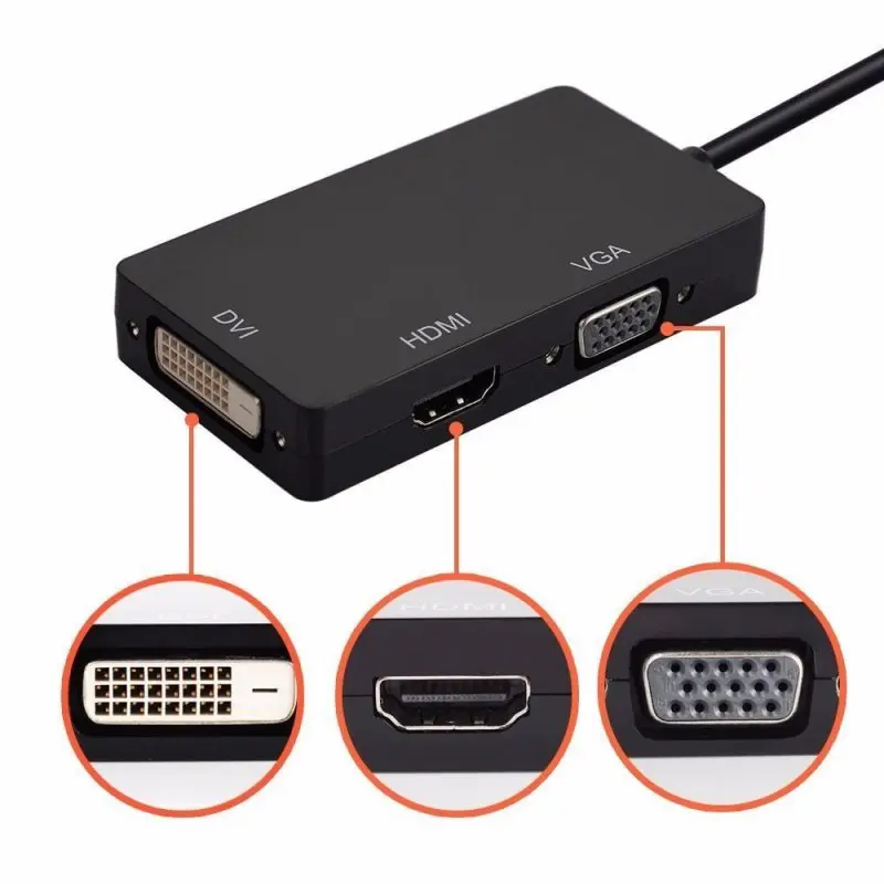 

3 in 1 Mini Display Port DP To HDMI VGA DVI Display Port Cable Adapter Converter for Apple Macbook Microsoft Surface Pro