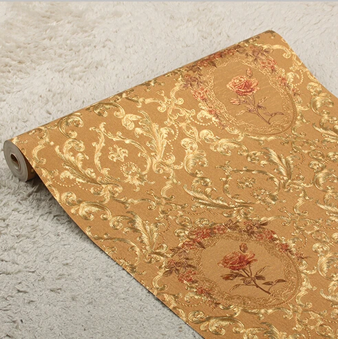 New luxury European golden floral wallpaper Luxury Rose flowers background wallpaper For bedroom 3D Gold foil Wall Paper mural New luxury European golden floral wallpaper Luxury Rose flowers background wallpaper For bedroom 3D Gold foil Wall Paper mural