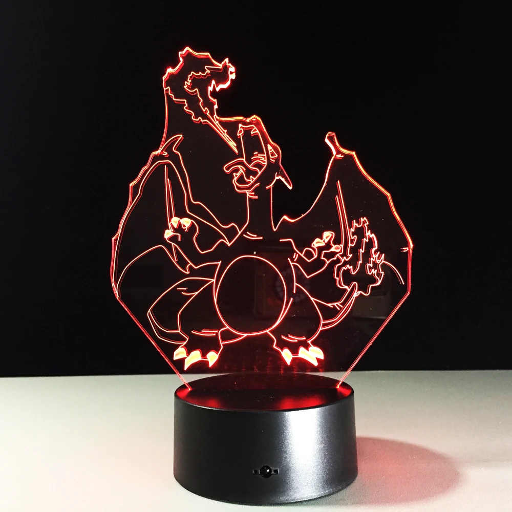 Chaohui новинка мультфильм Покемон Чаризард Новый 3D светильник светодиодный ночник