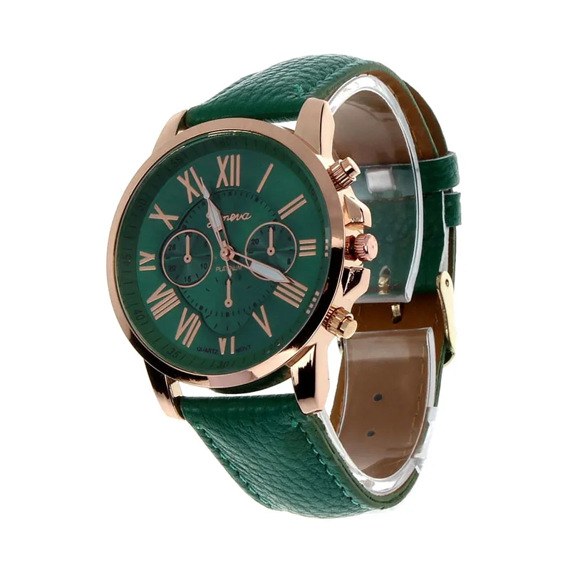 Новые женские кварцевые часы модные, GENEVA римские цифры часы кожа наручные часы для женщин женские Bayan Kol Saati