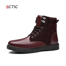 ECTIC/зимние мужские ботинки; повседневная мужская обувь в винтажном стиле; высокие теплые мотоциклистские ботинки на шнуровке; Hombre Calcado Cowboy