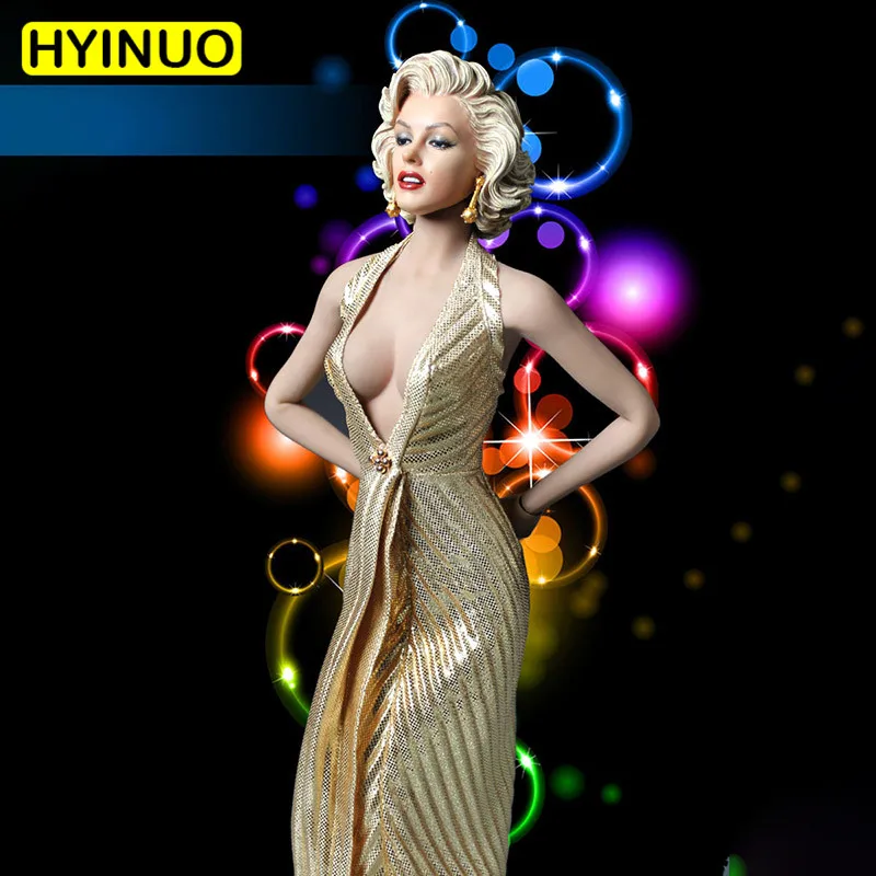 

1/6 Scale Female Marilyn Monroe Sexy Evening Dress Suit Action Figure Set Sculpt Model 12' Full Set Action Figure Body Dolls Toy