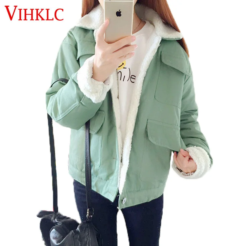 

Women Cotton Padded Jacket Shrot Winter Thick Velvet Big Size Parkas Coat Hooded Slim Jacket Warm FeamalOutwear L81